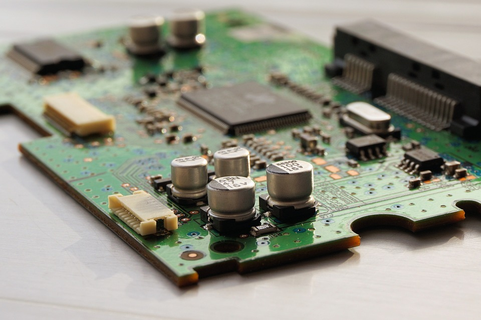A close-up of a small PCB